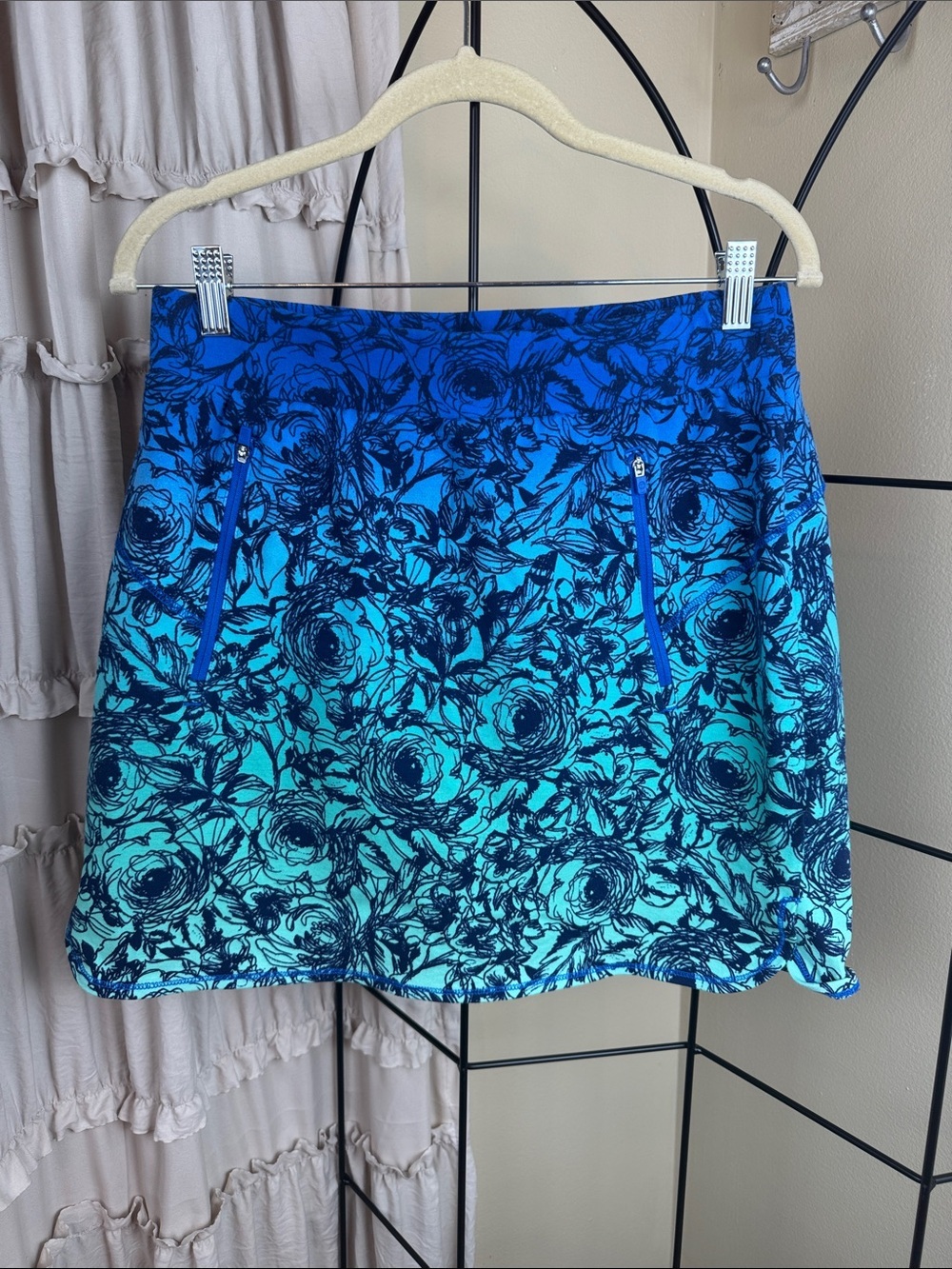 Talbots Everyday Stretch Skort Ombré Scribble Floral Print Women's S NWT